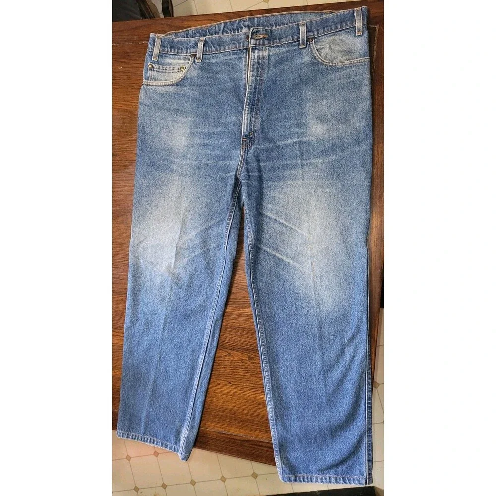 VTG 90s Levis 540 Relaxed Fit Jeans Men 42x32 Medium Wash Distressed Jan 1999